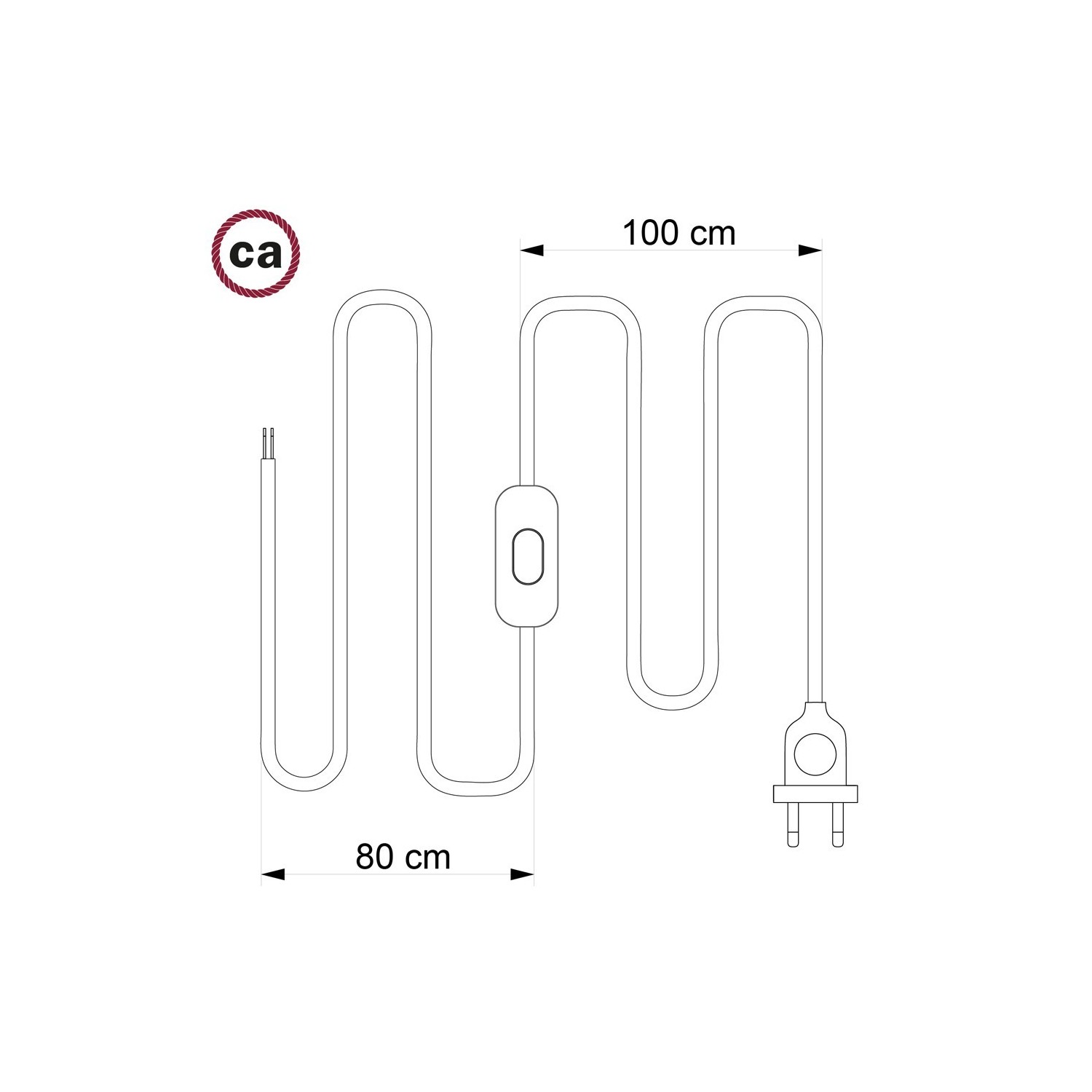 Cordon pour lampe, câble TM05 Effet Soie Doré 1,80 m. Choisissez la couleur de la fiche et de l'interrupteur!