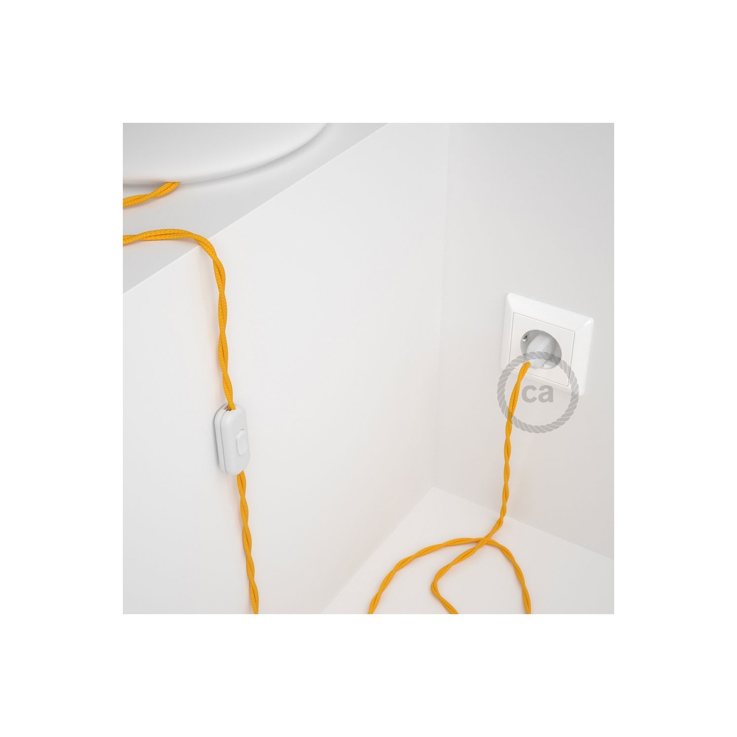 Cordon pour lampe, câble TM10 Effet Soie Jaune 1,80 m. Choisissez la couleur de la fiche et de l'interrupteur!