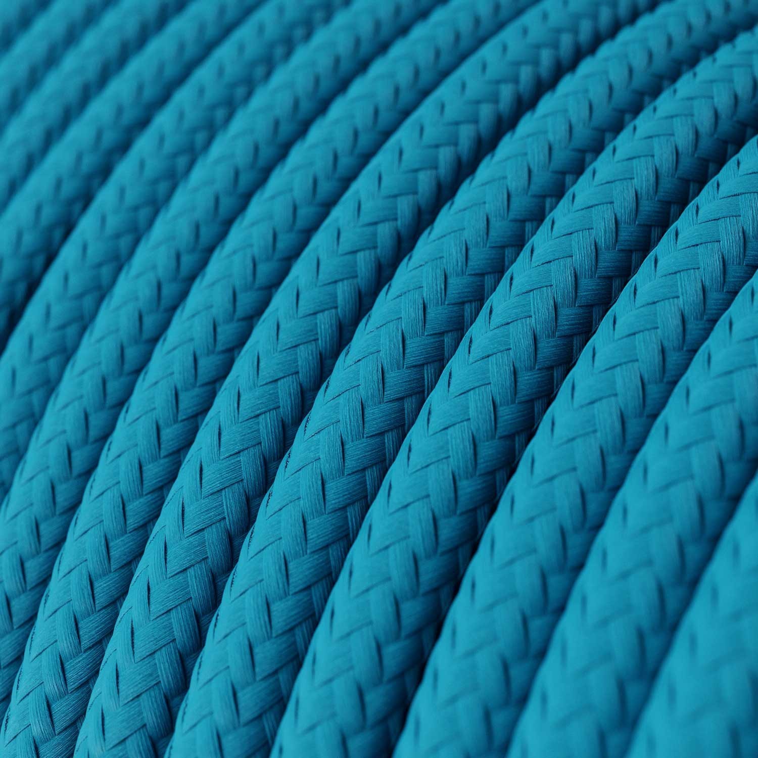 Câble textile Bleu Cyan brillant - L'Original Creative-Cables - RM11 rond 2x0,75mm / 3x0,75mm