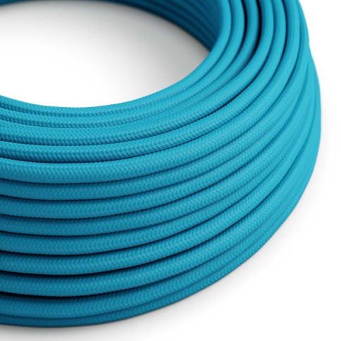 Câble textile Bleu Cyan brillant - L'Original Creative-Cables - RM11 rond 2x0,75mm / 3x0,75mm