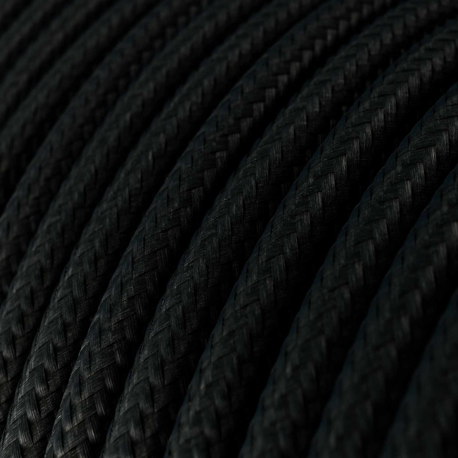Câble textile Noir Charbon brillant - L'Original Creative-Cables - RM04 rond 2x0.75mm / 3x0.75mm