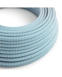 Câble textile Bleu Cyan et Blanc Optique ZigZag brillant - L'Original Creative-Cables - RZ11 rond 2x0,75mm / 3x0,75mm