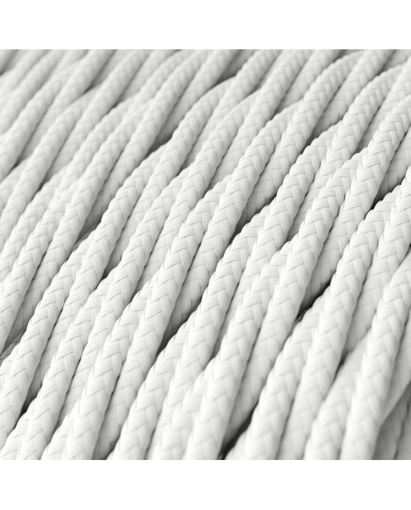 Câble textile Blanc Optique brillant - L'Original Creative-Cables - TM01 tressé 2x0,75mm / 3x0,75mm