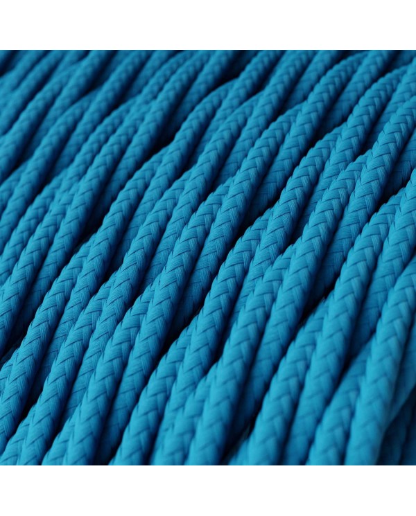 Câble textile Bleu Cyan brillant - L'Original Creative-Cables - TM11 tressé 2x0,75mm / 3x0,75mm