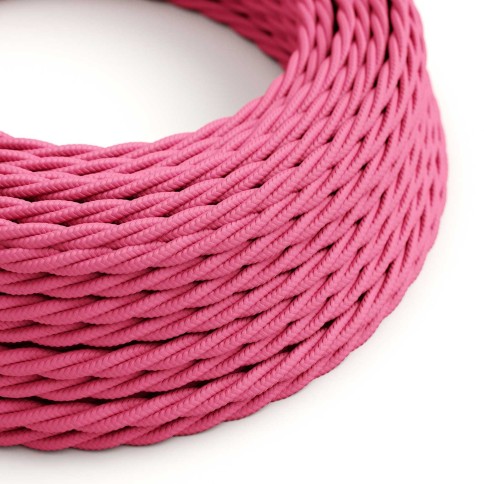 Câble textile Rose Fuchsia brillant - L'Original Creative-Cables - TM08 tressé 2x0,75mm / 3x0,75mm