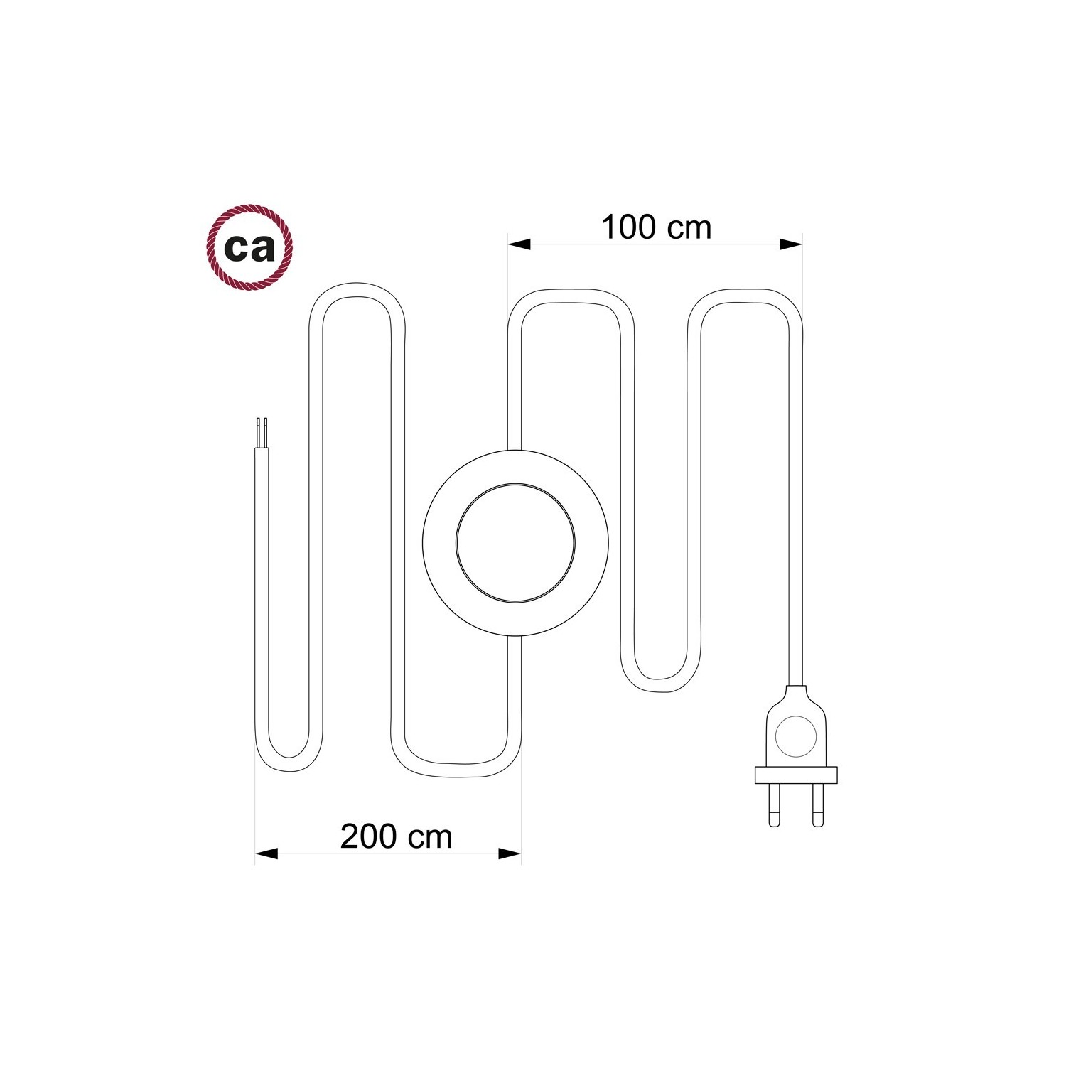 Cordon pour lampadaire, câble TM05 Effet Soie Doré 3 m. Choisissez la couleur de la fiche et de l'interrupteur!