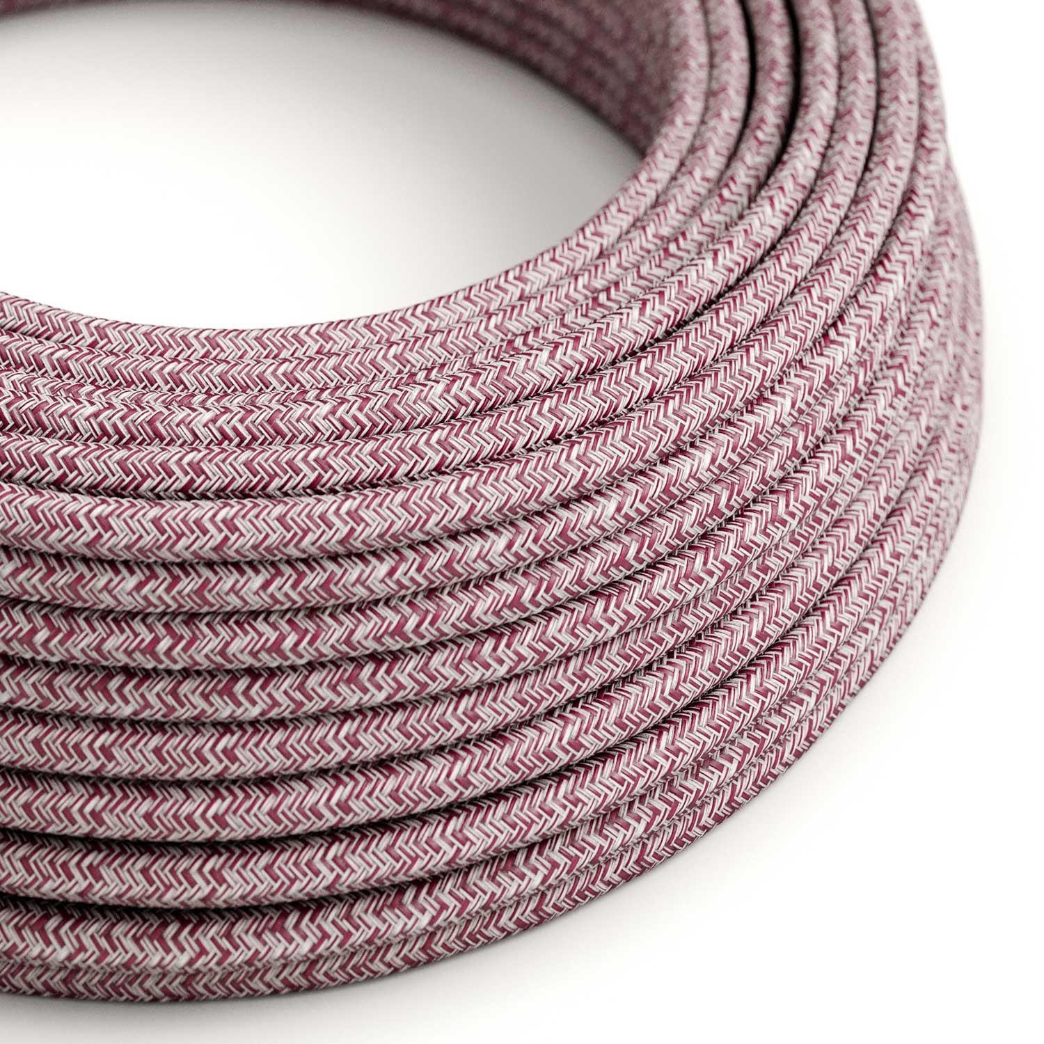 Câble textile Bourgogne pailleté tweed ZigZag - L'Original Creative-Cables - RS83 rond 2x0,75mm / 3x0,75mm