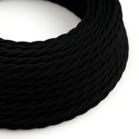 Câble textile Noir Charbon coton - L'Original Creative-Cables - TC04 tressé 2x0.75mm / 3x0.75mm