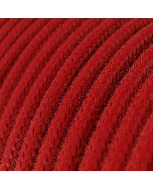 Câble textile Rouge feu coton - L'Original Creative-Cables - RC35 rond 2x0,75mm / 3x0,75mm