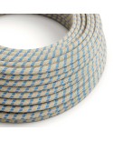 Câble textile Bleu steward et rayures beiges - L'Original Creative-Cables - RD55 rond 2x0,75mm / 3x0,75mm