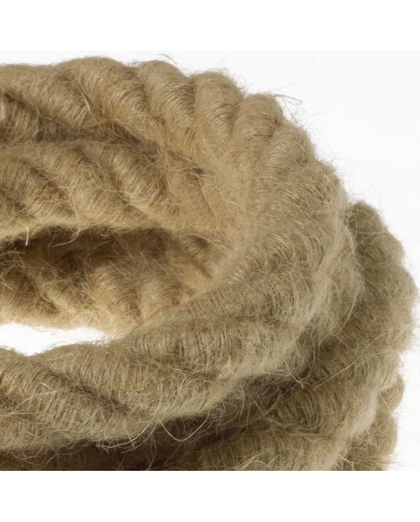 Corde 2XL, câble électrique 3x0,75. Revêtement en jute brute. Diamètre 24mm.