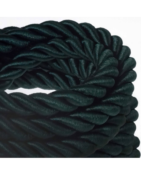 Corde 2XL, câble électrique 3x0,75. Revêtement en tissu vert foncé brillant. Diamètre 24mm.