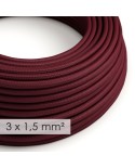 Fil Électrique De Large Section 3x1,50 Rond - Tissu Effet Soie Bordeaux RM19