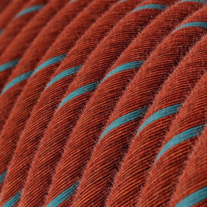 Câble textile Brique et bleu coton Vertigo - L'Original Creative-Cables - ERC36 rond 2x0,75mm / 3x0,75mm