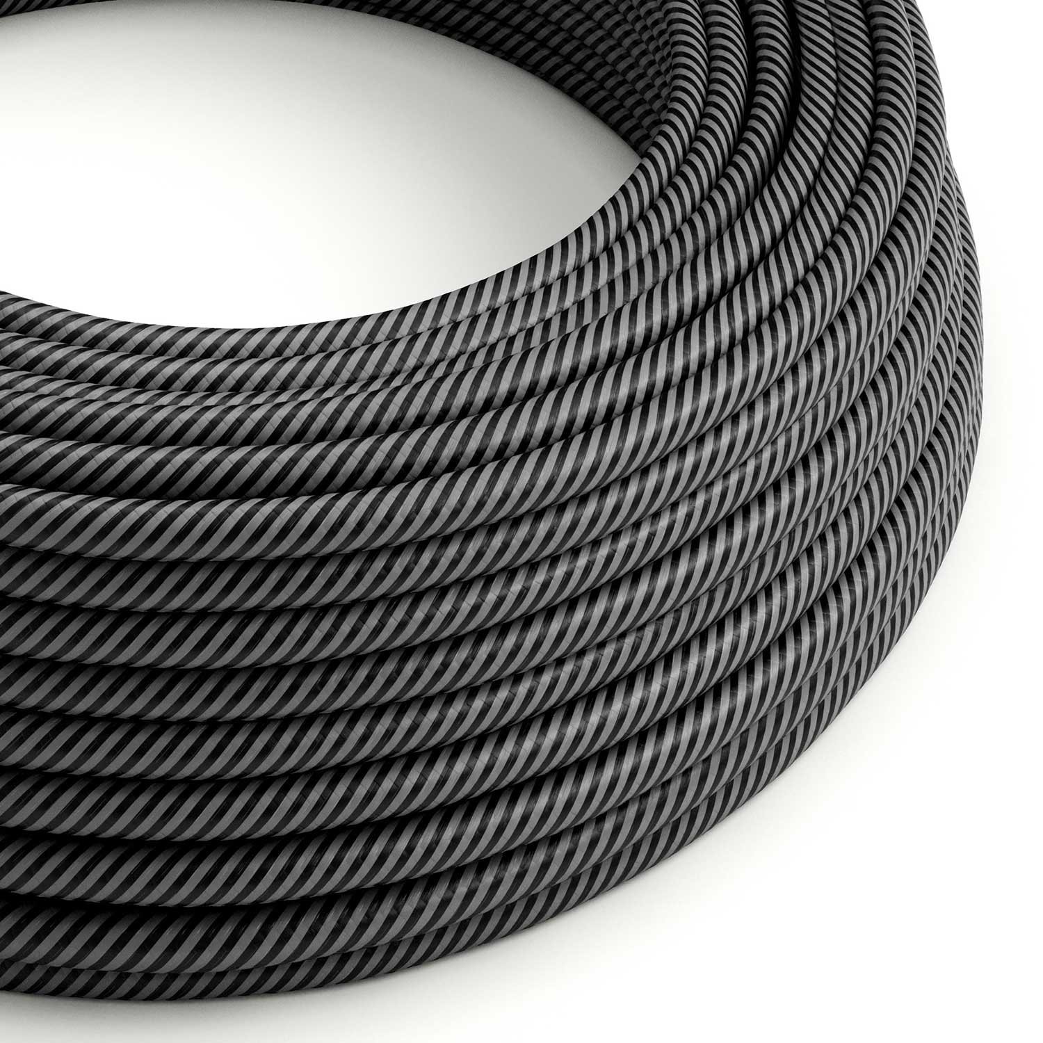 Câble textile Graphite et Noir Charbon Vertigo brillant - L'Original Creative-Cables - ERM38 rond 2x0,75mm / 3x0,75mm