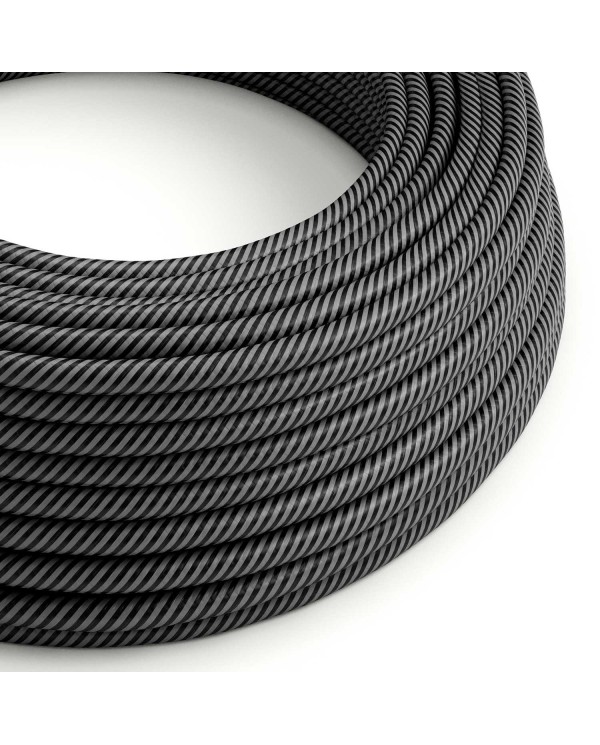 Câble textile Graphite et Noir Charbon Vertigo brillant - L'Original Creative-Cables - ERM38 rond 2x0,75mm / 3x0,75mm