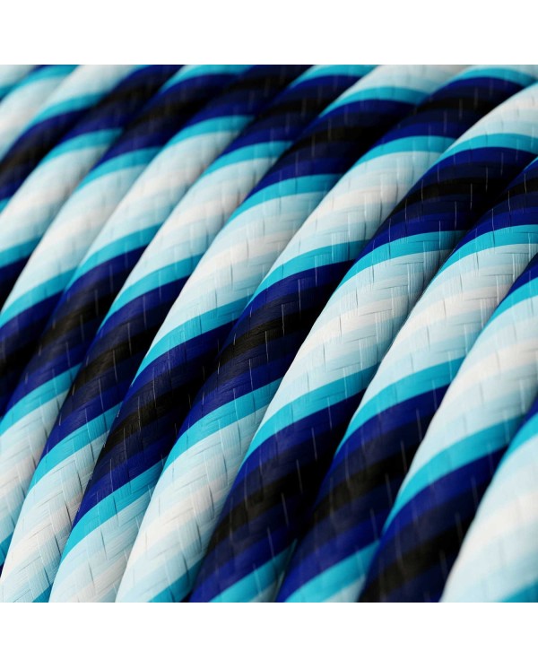 Câble textile Blue Rigimental Vertigo brillant - L'Original Creative-Cables - ERM60 rond 2x0.75mm / 3x0.75mm