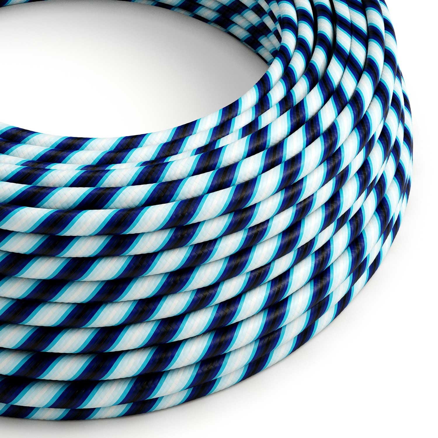 Câble textile Blue Rigimental Vertigo brillant - L'Original Creative-Cables - ERM60 rond 2x0.75mm / 3x0.75mm