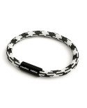 Bracelet avec fermoir magnétique noir mat et câble RP04 (effet soie bicolore Blanc-Noir)