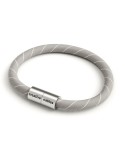 Bracelet avec fermoir magnétique argent mat et câble ERD22 (tissage en coton et Lin Beige)