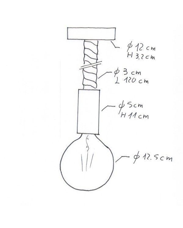 Suspension fabriquée en Italie avec corde 3XL 30 mm finition bois peint