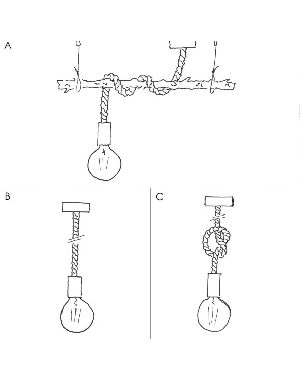 Suspension fabriquée en Italie avec corde XL et douille en bois