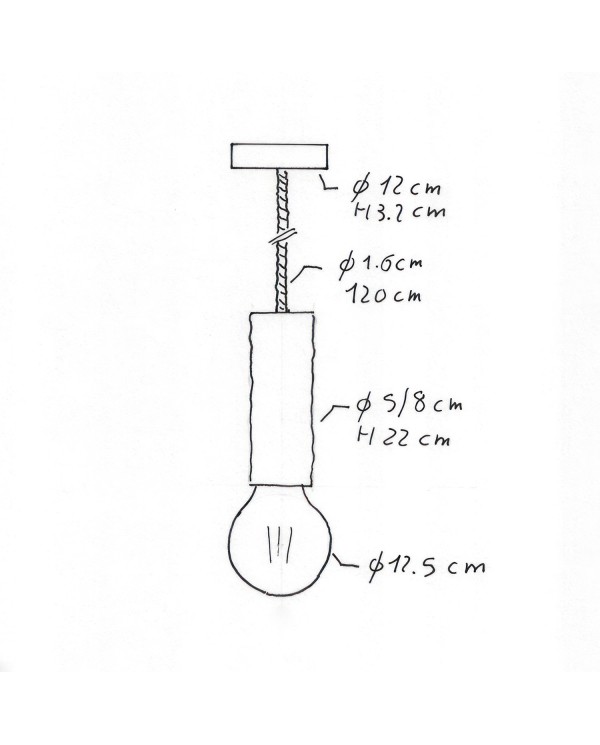 Suspension fabriquée en Italie avec corde XL avec douille à écorce Large