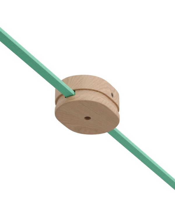 Rosace ovale en bois avec un trou central et 2 trous latéraux pour le câble plat de guirlande et le système Filé