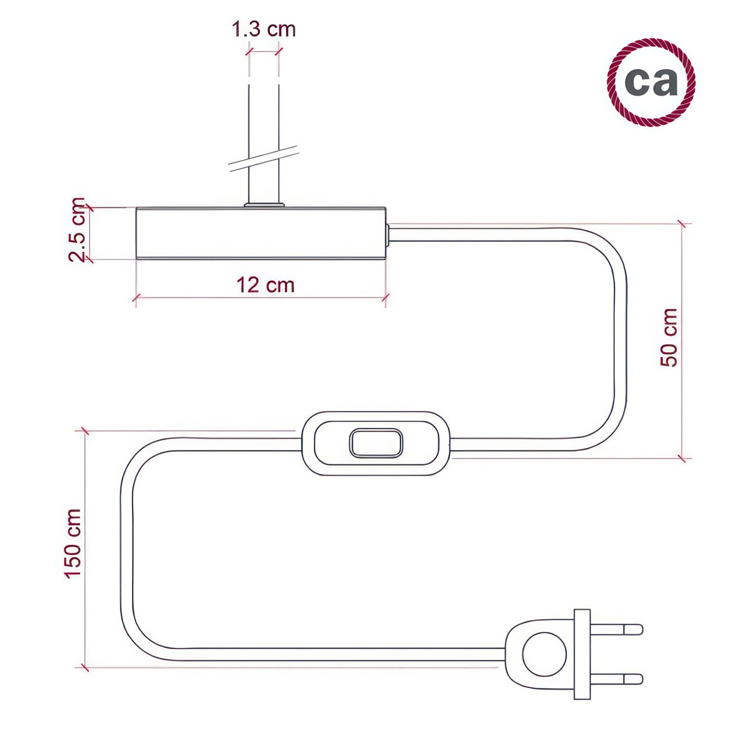 Alzaluce avec abat-jour Impero, lampe de table en métal avec fiche à deux pôles, câble et interrupteur