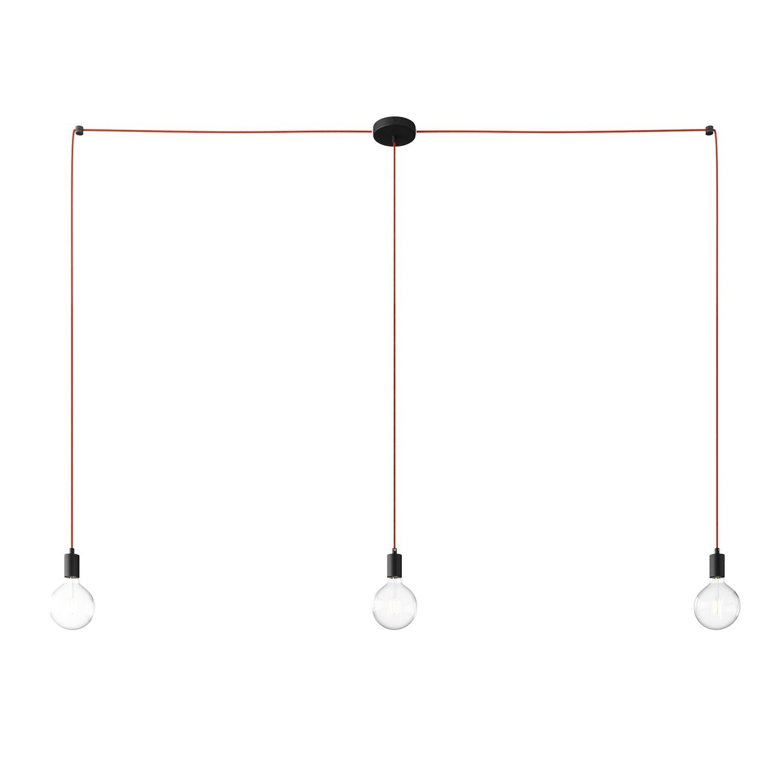 Spider - Lampe suspension multiple 3 bras Made in Italy avec câble textile et finitions en métal