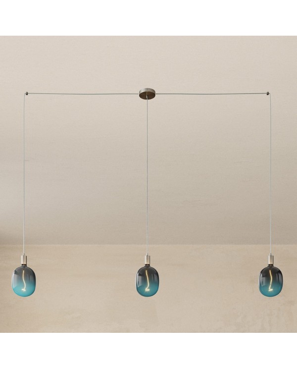 Spider - Lampe suspension multiple 3 bras Made in Italy avec câble textile et finitions en métal