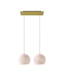 Lampe suspension 2 bras avec Rose-One XXL rectangulaire 675 mm avec câble textile et abat-jour Coupole M