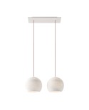 Lampe suspension 2 bras avec Rose-One XXL rectangulaire 675 mm avec câble textile et abat-jour Coupole M