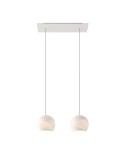 Lampe suspension 2 bras avec Rose-One XXL rectangulaire 675 mm avec câble textile et abat-jour Coupole XS