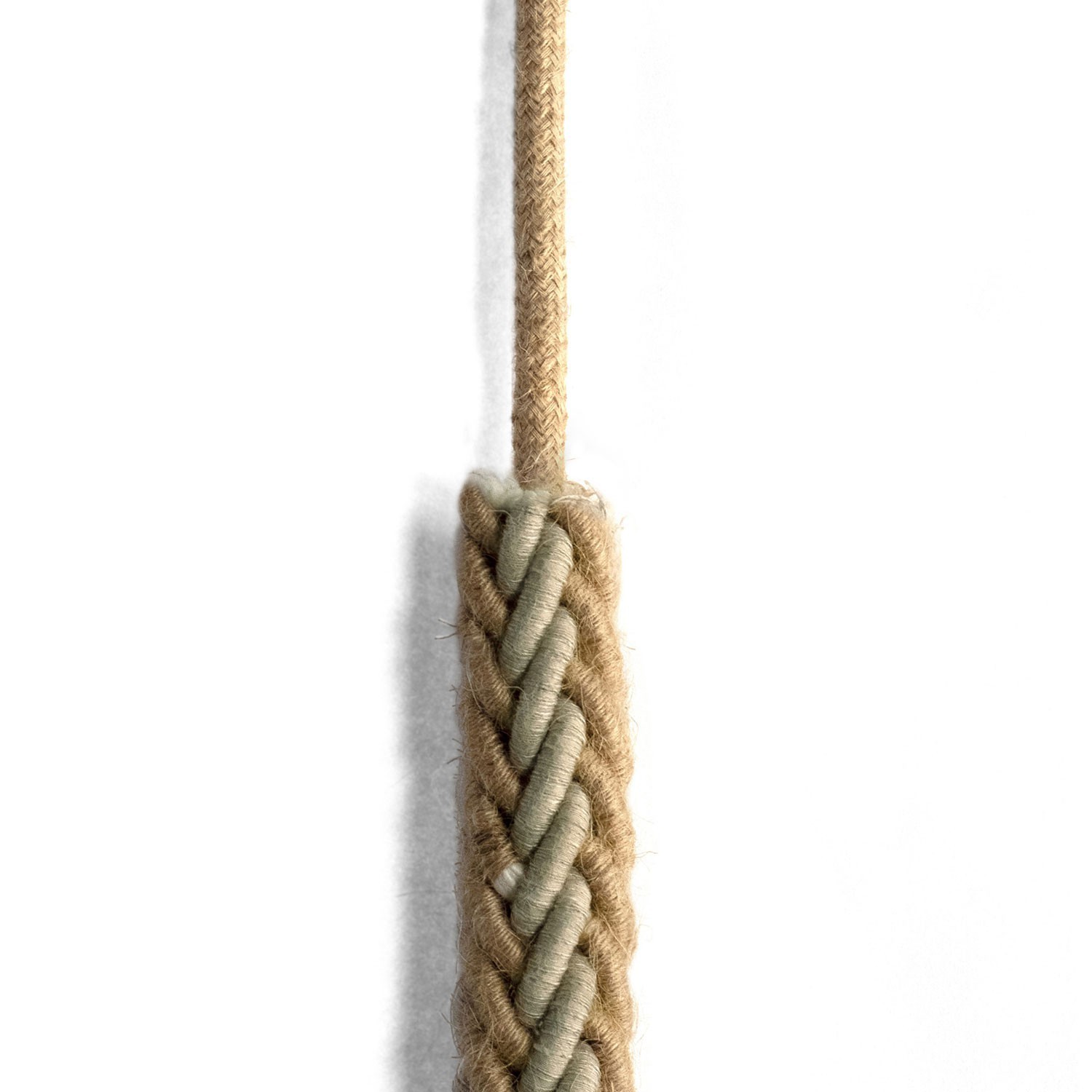 Cordon tressé en jute et lin naturel gris 2XL, câble électrique 2x0,75. Diamètre 24mm