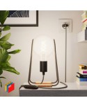 Taché Metal, lampe de table avec câble textile, interrupteur et fiche bipolaire