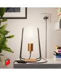 Taché Metal, lampe de table avec câble textile, interrupteur et fiche bipolaire