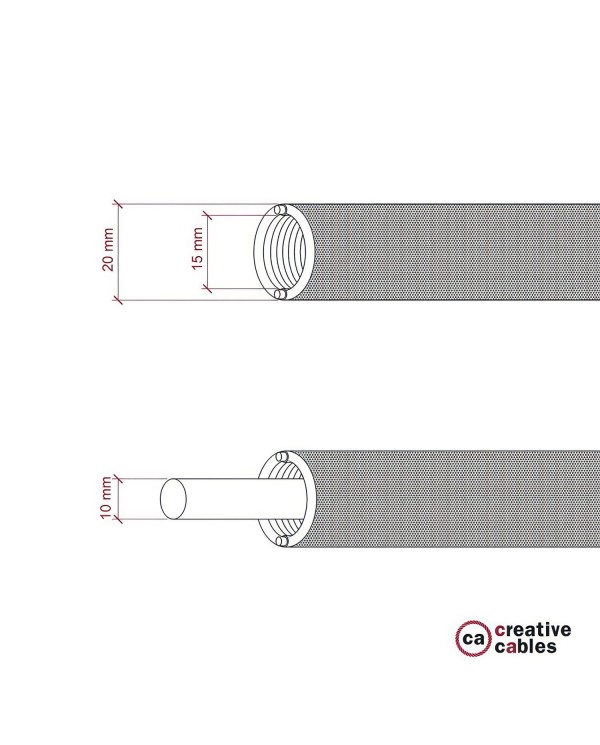 Creative-Tube, tube flexible avec revêtement tissu Effet Soie Noir RM04, diamètre 20 mm