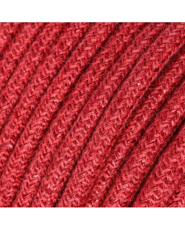 Câble textile Rouge cerise jute - L'Original Creative-Cables - RN24 rond 2x0,75mm / 3x0,75mm