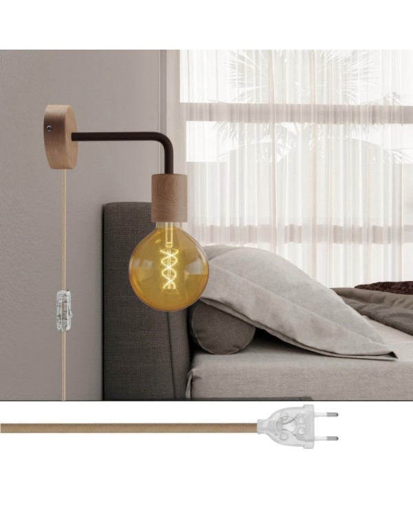Lampe Spostaluce en bois avec extension courbée