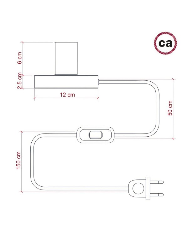 Posaluce - Lampe de table en métal  avec fiche bipolaire