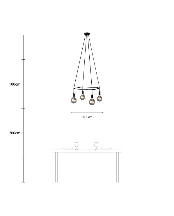 Lustre Cage avec 4 bras Globo