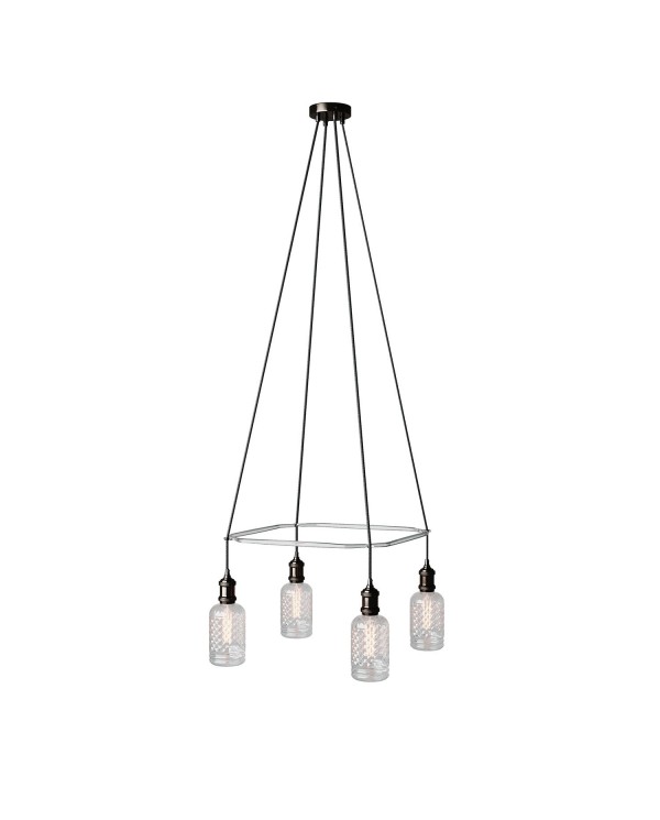 Lustre Cage avec 4 bras Crystal