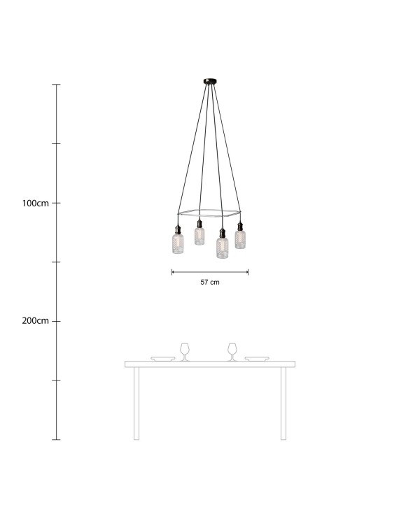 Lustre Cage avec 4 bras Crystal