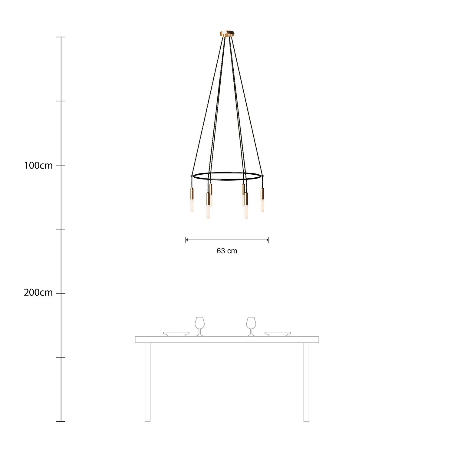 Lustre Cage avec 6 bras P-Light