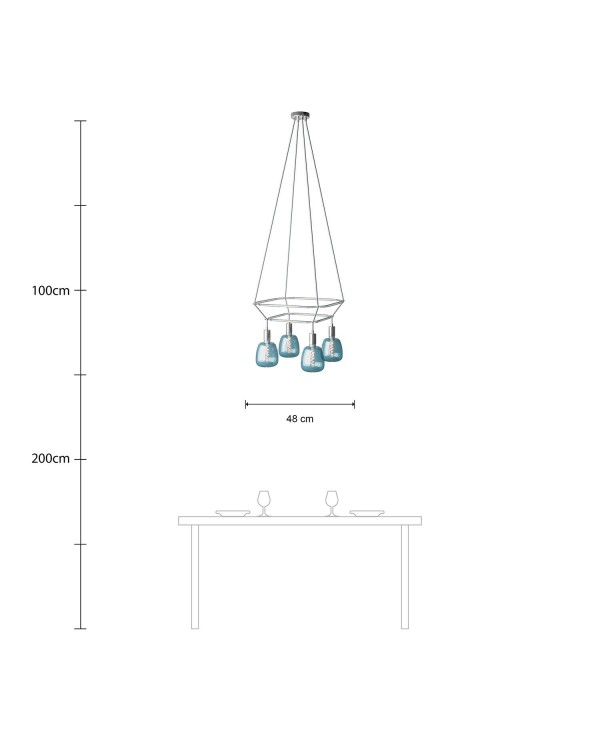 Lustre 2 Cage avec 4 bras Bona Pastel