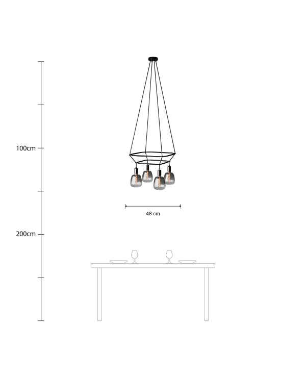 Lustre 2 Cage avec 4 bras Bona Pastel