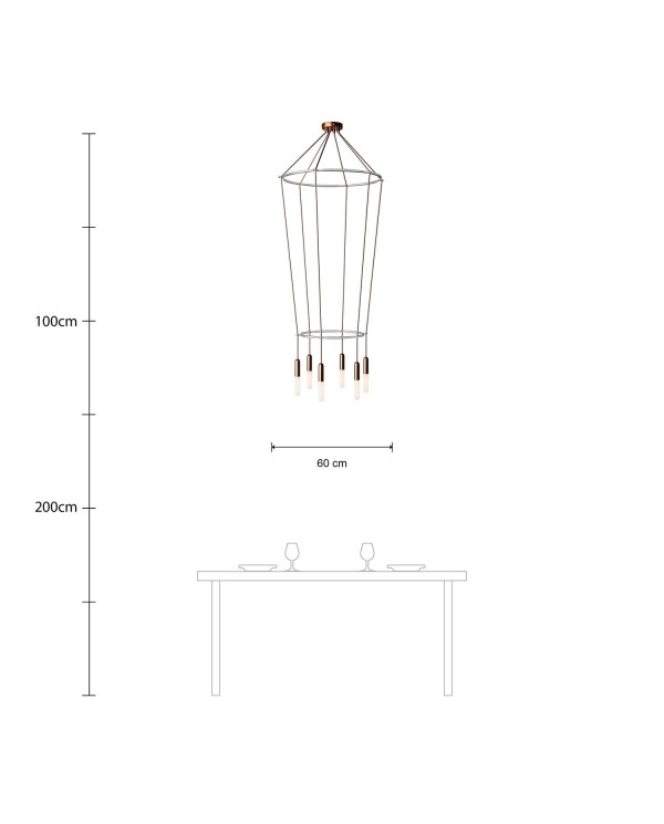 Lustre 2 Cage avec 6 bras P-Light