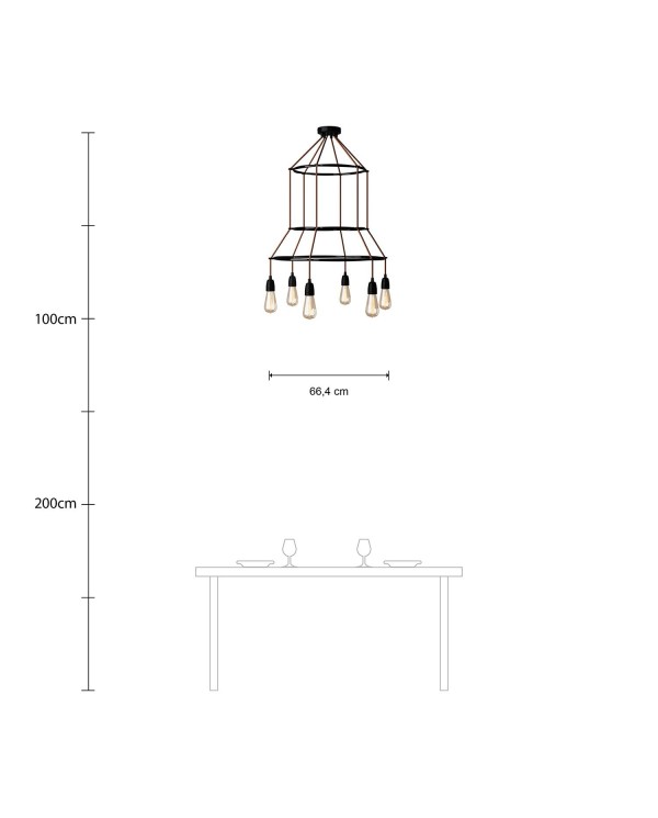 Lustre 3 Cage avec 6 bras Edison ST64