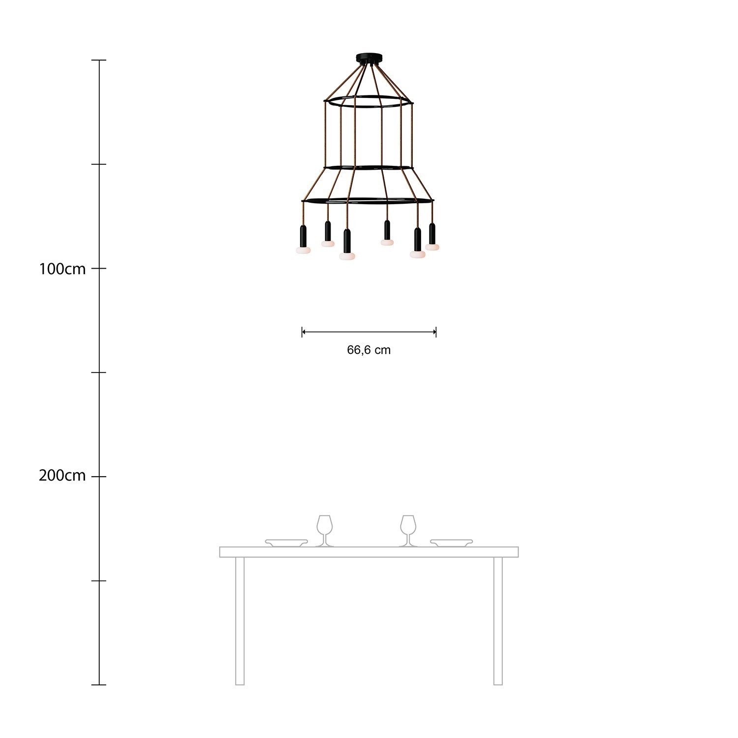 Lustre 3 Cage avec 6 bras P-Light Dash